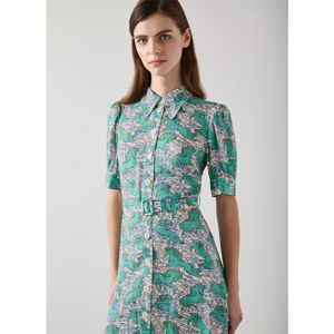 LK Bennett Valerie Cream Horses Print Belted Shirt Dress